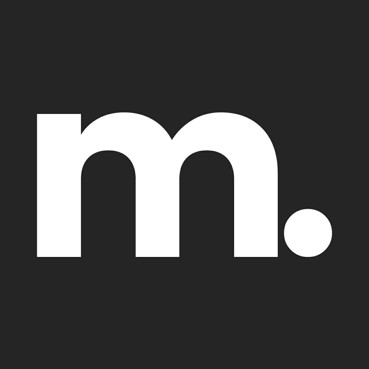 Black background with large white lowercase letters 'm' and a white dot, representing the logo of Medium.