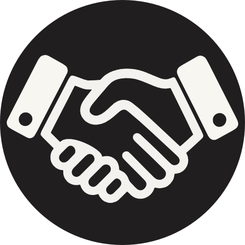 Icon of two hands shaking, symbolizing agreement or partnership.