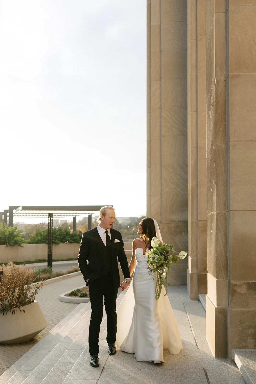 Cascade Hills Country Club wedding with classic bride and groom portraits at sunset