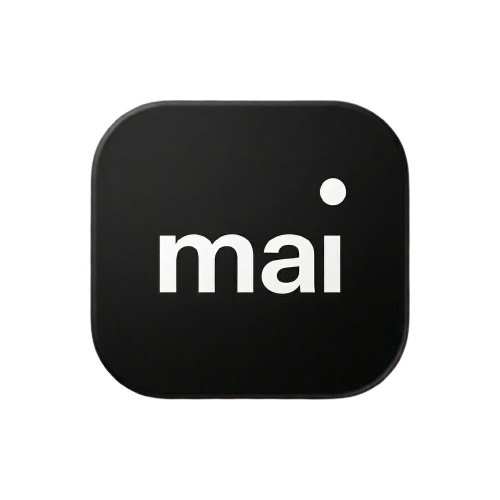 Black square icon with rounded corners displaying the word "mai" in lowercase white letters.