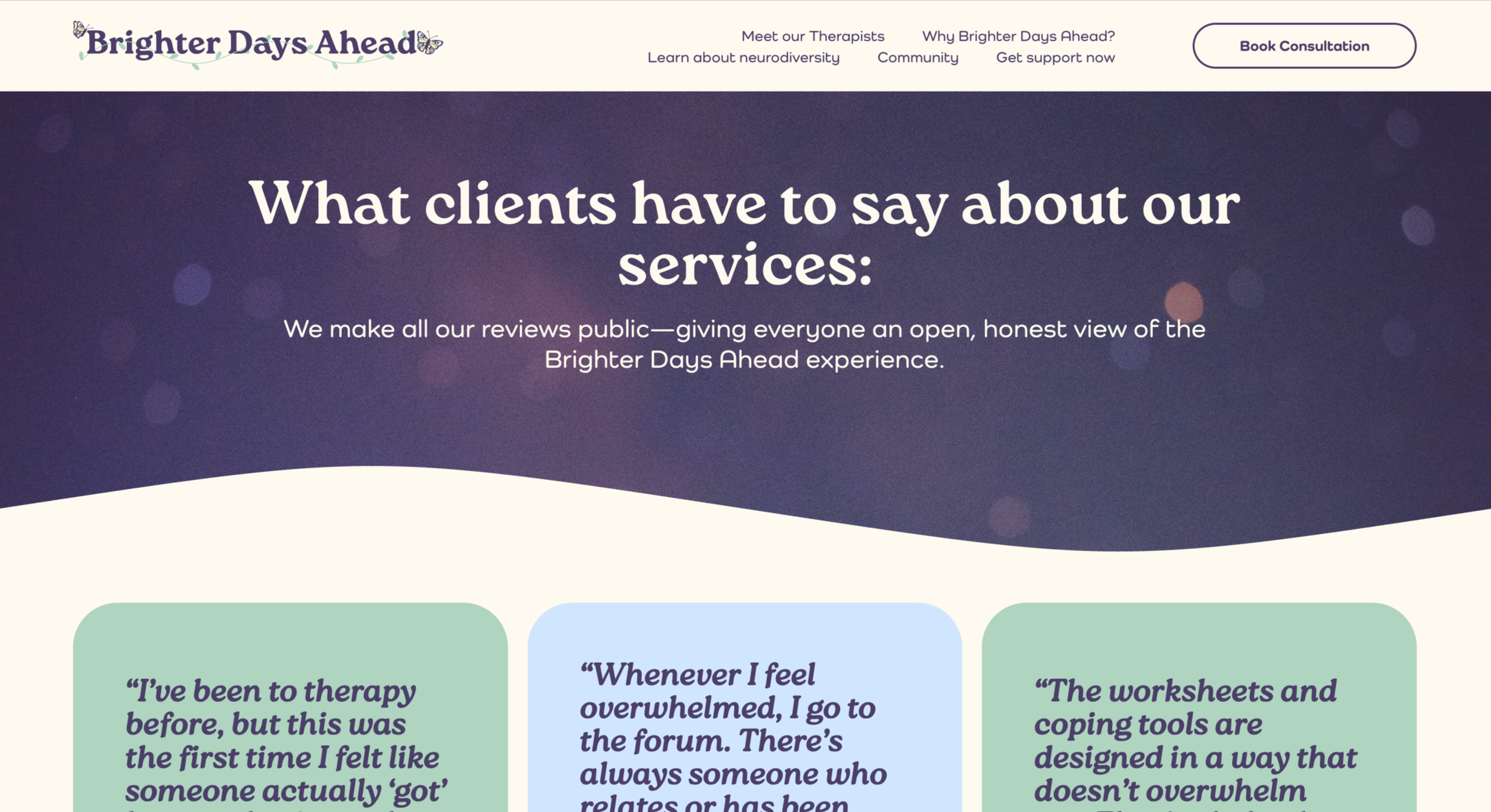 review page of website
