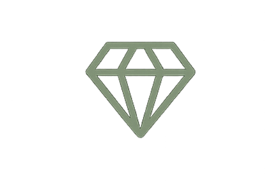 Minimalist green gemstone diamond icon.