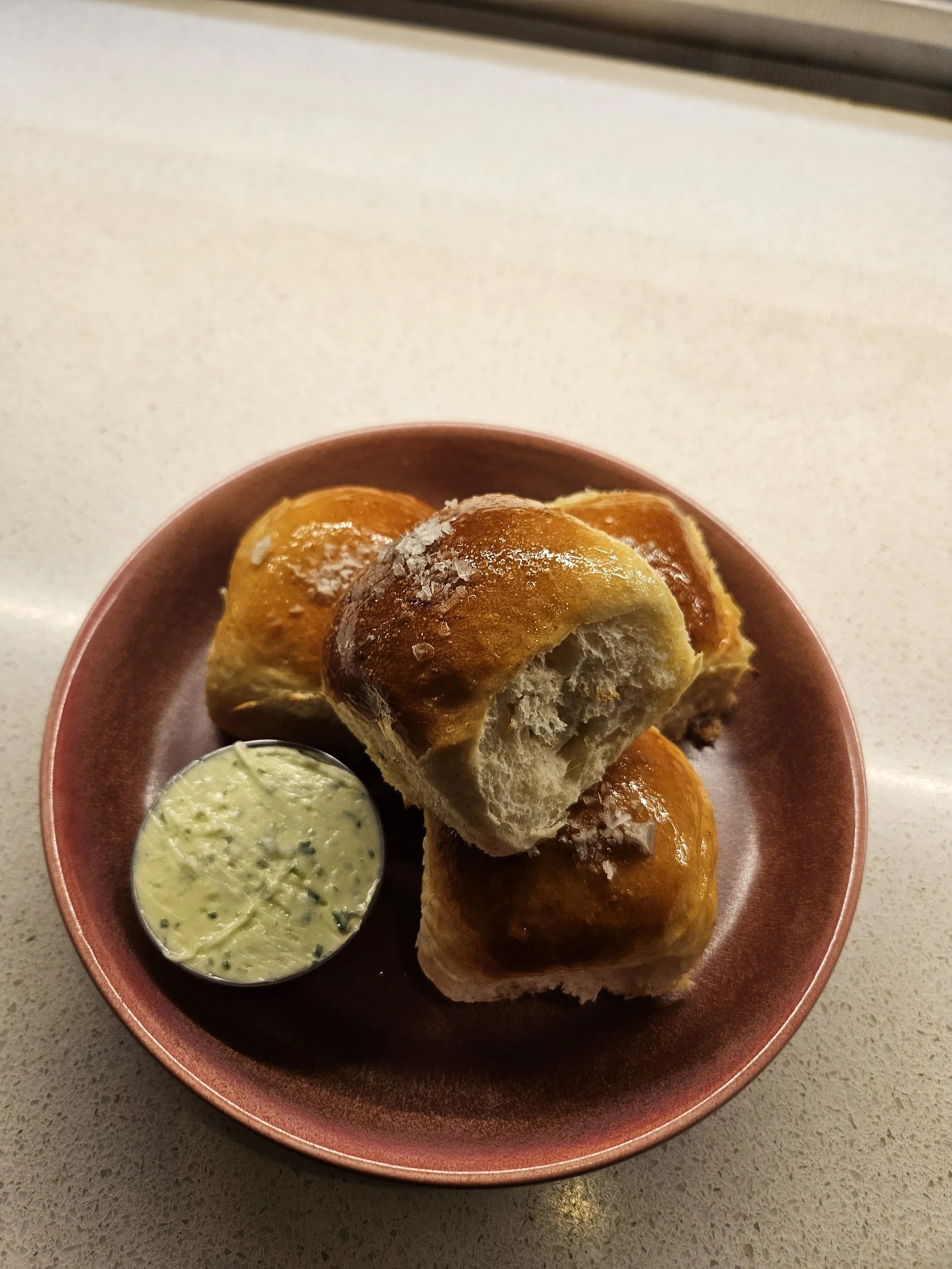 Milk bread dinner rolls with garlic butter