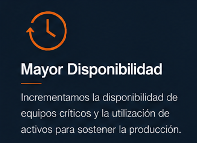 Incremento de disponibilidad de activos críticos para sostener la producción.
