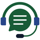 Green and black headset with microphone on a white background.