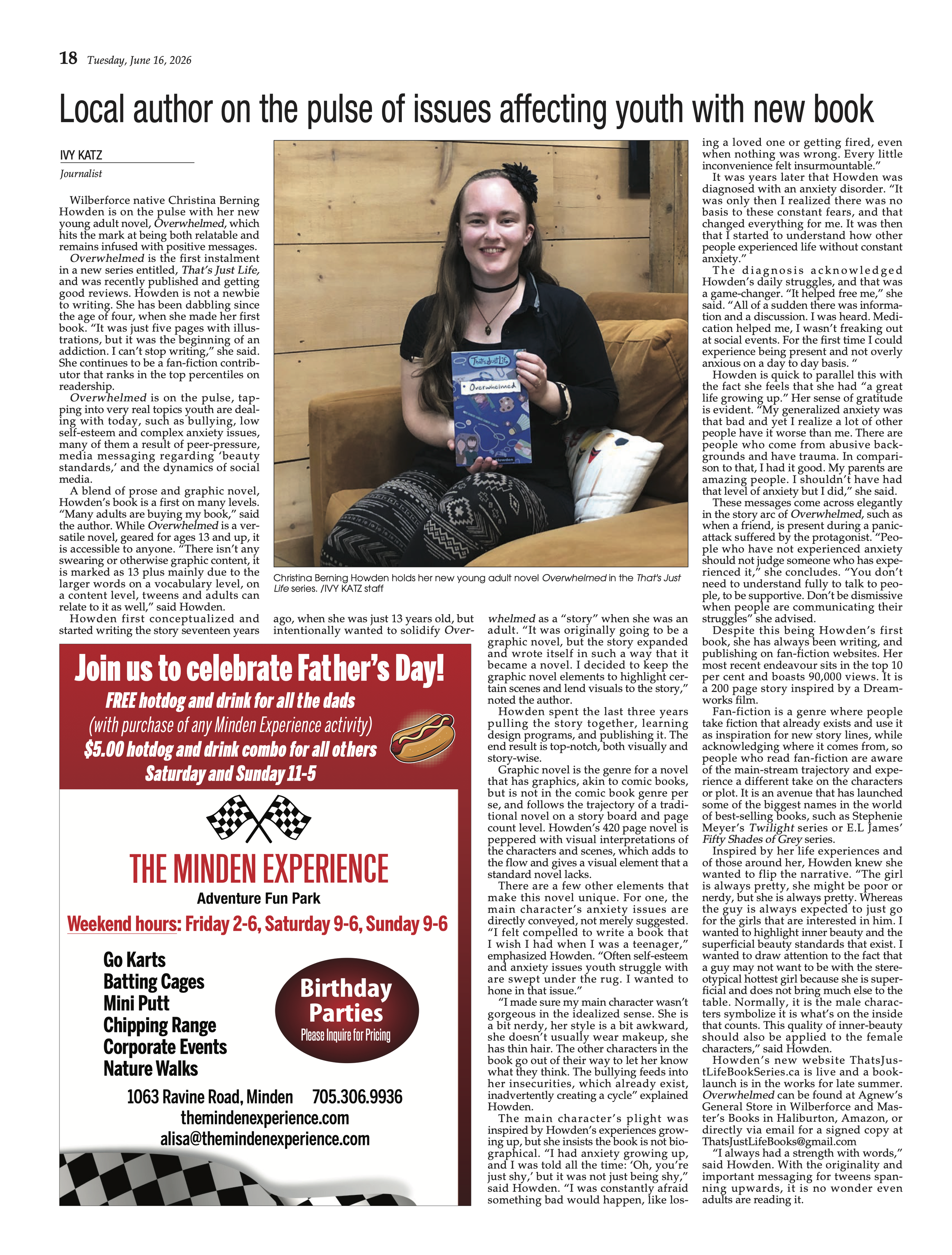 Newspaper article about the book Overwhelmed
