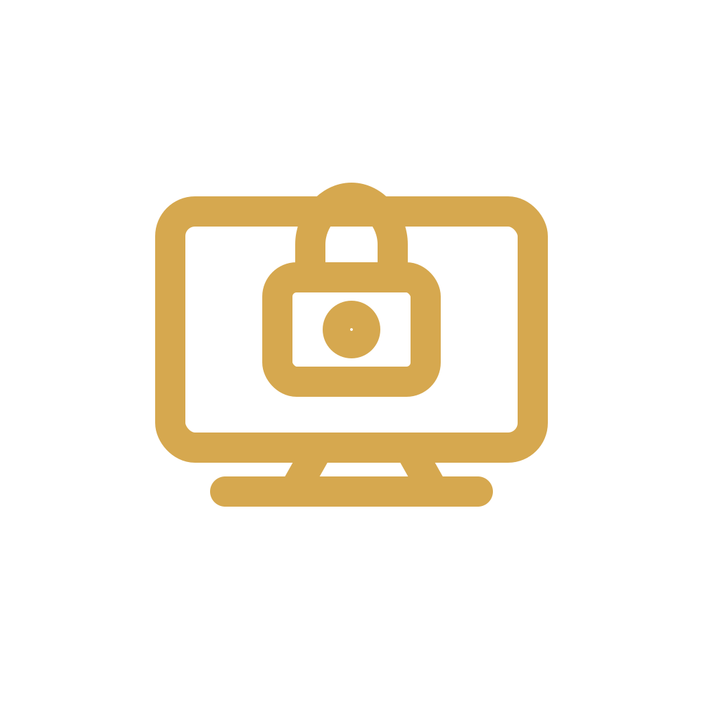 Computer monitor displaying a padlock icon indicating security or privacy.