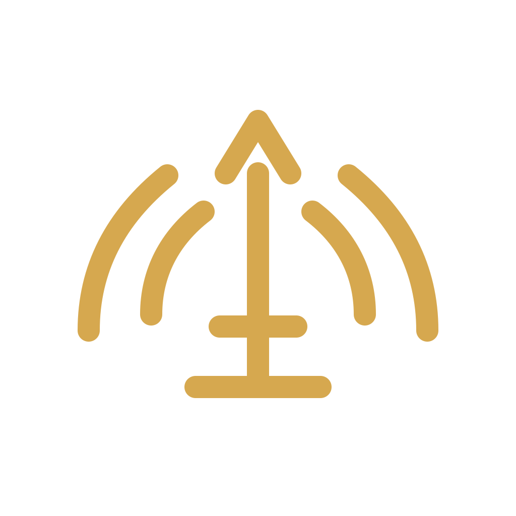Icon of a radio tower emitting wireless signals.