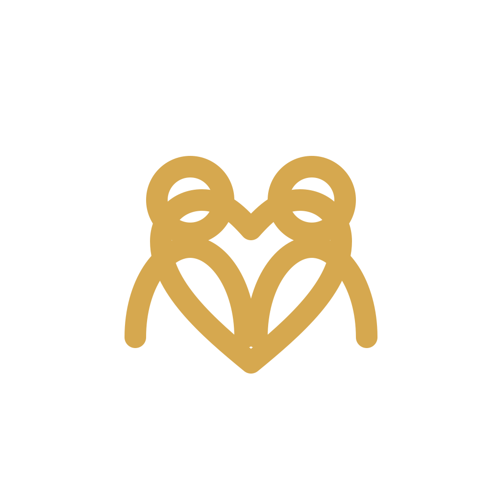Gold outline of two owls forming a heart shape on a black background.