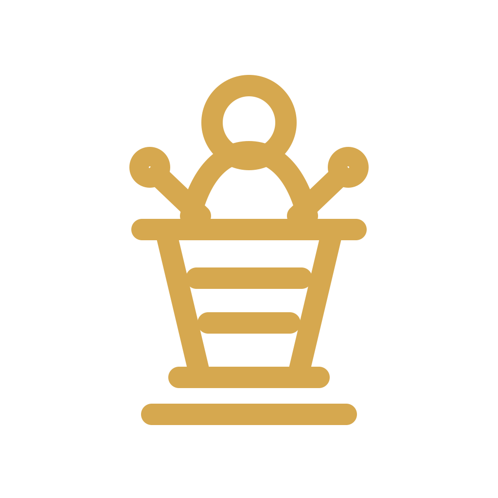 Gold icon of a person sitting in a shopping cart