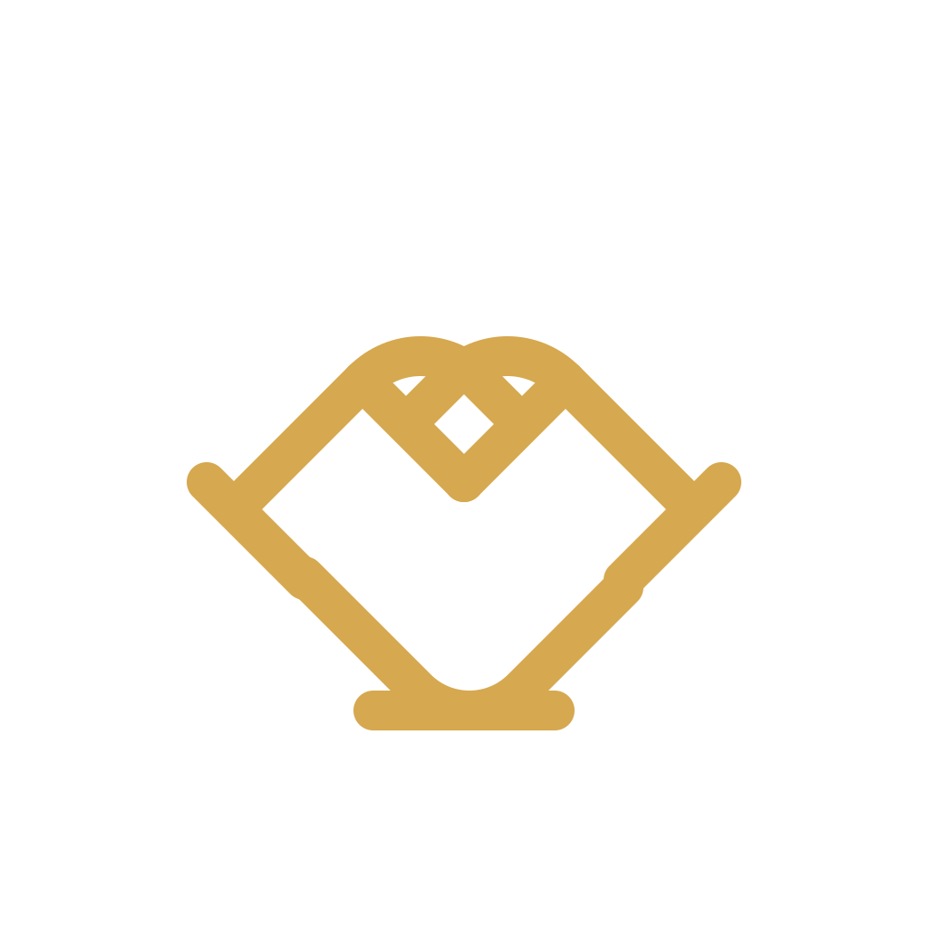 A golden line drawing of a crown on a black background.