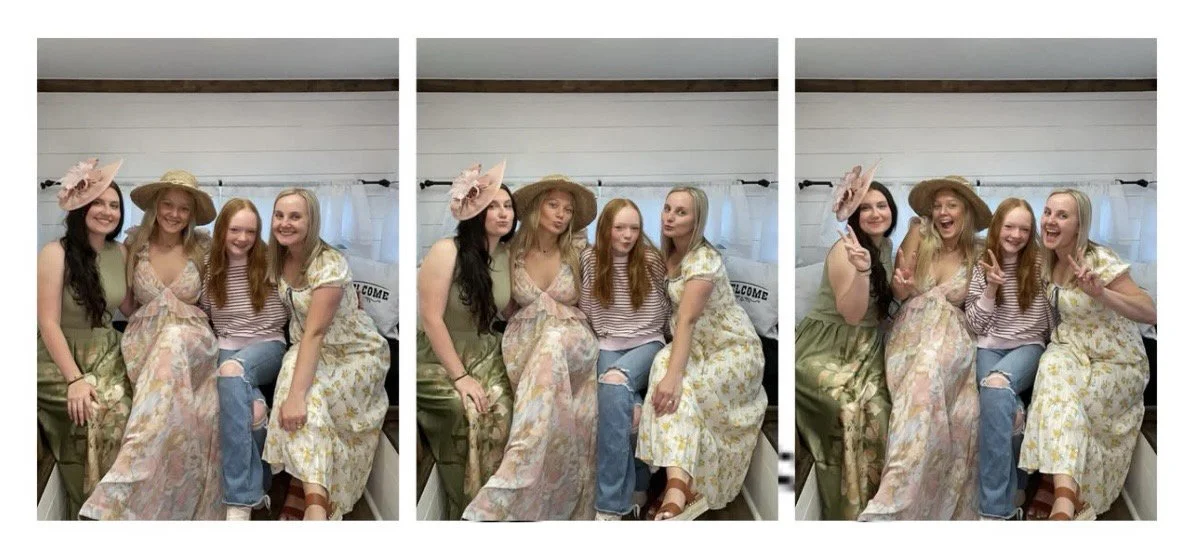 three photos