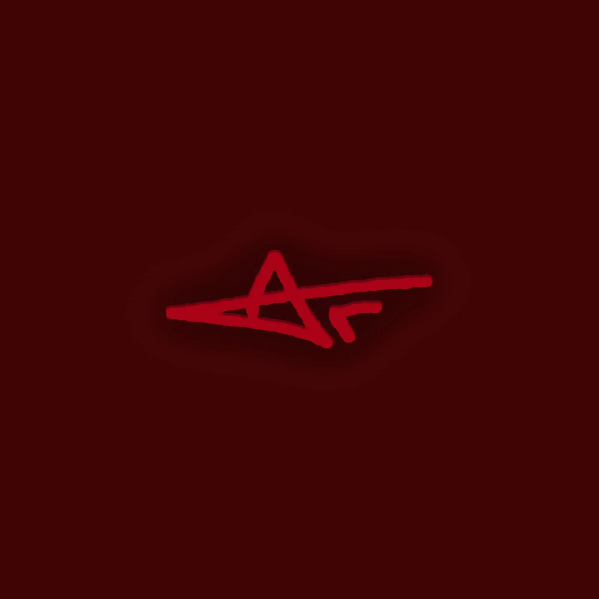 Red text on a black background that reads 'A'. 