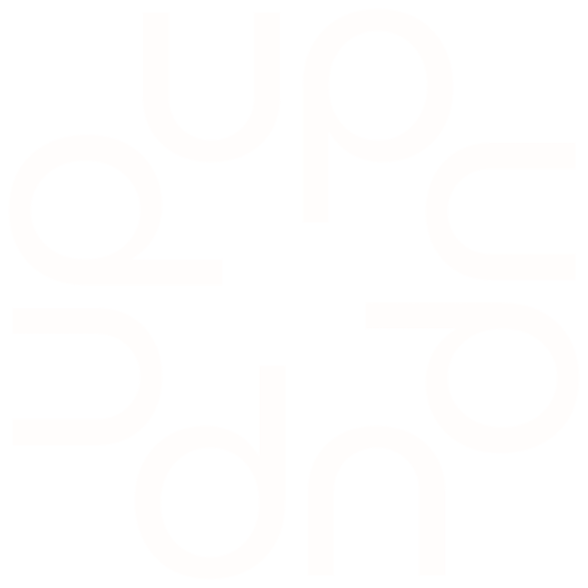 Black background with white stylized text that reads "UP" and "DOWN" arranged in a mirror image, with the words" and upside down.