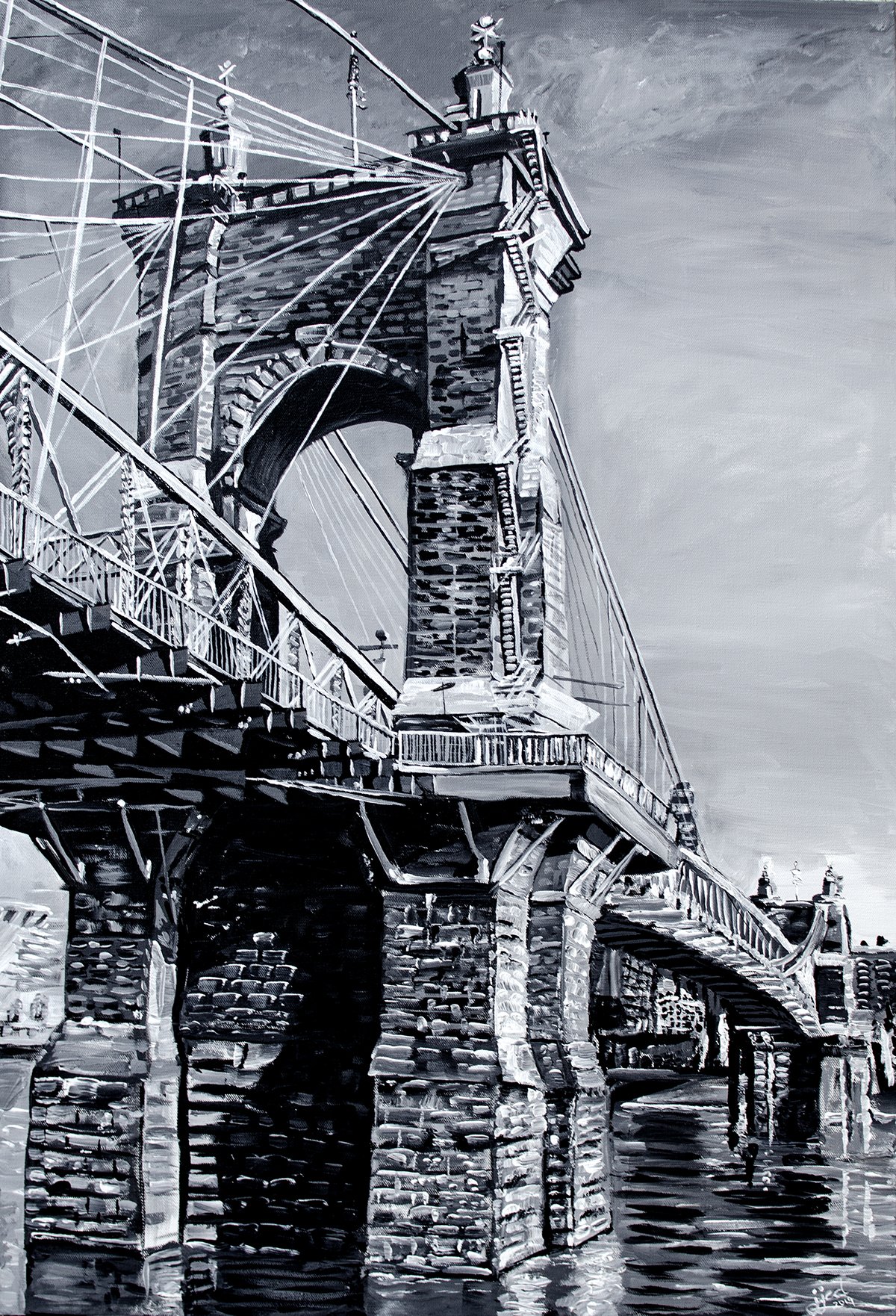 The Roebling Bridge, a Kentucky Perspective by Jeff Johns and Colin Daugherty  24” x 36” | SOLD
