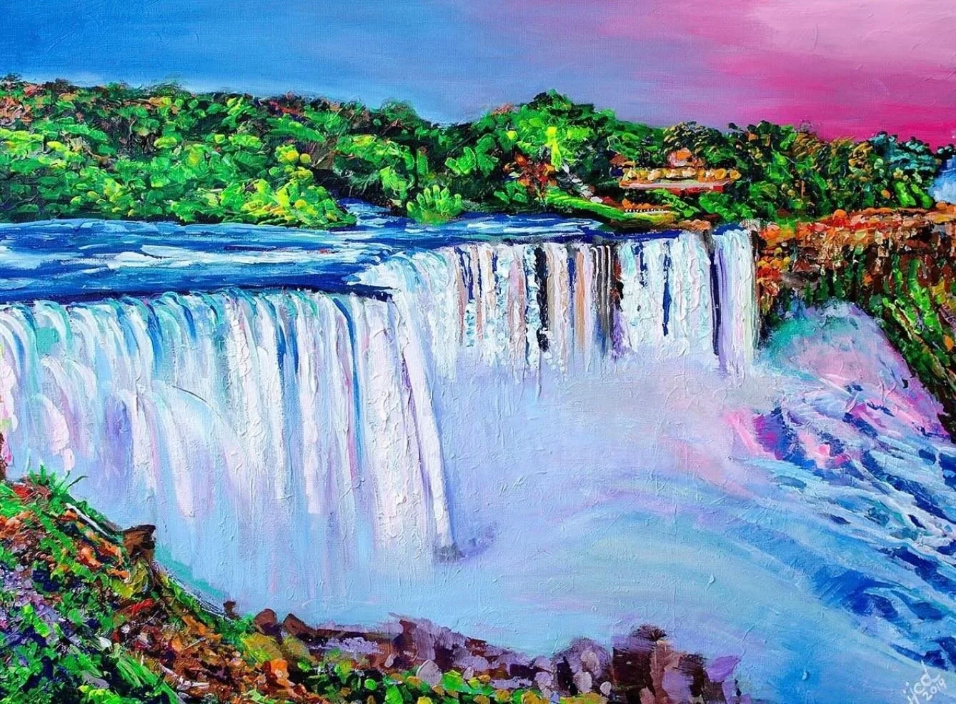 The Breathtaking Niagara Falls | 30&Prime; x 40&Prime; acrylic on canvas by Jeff Johns and Colin Daugherty | SOLD