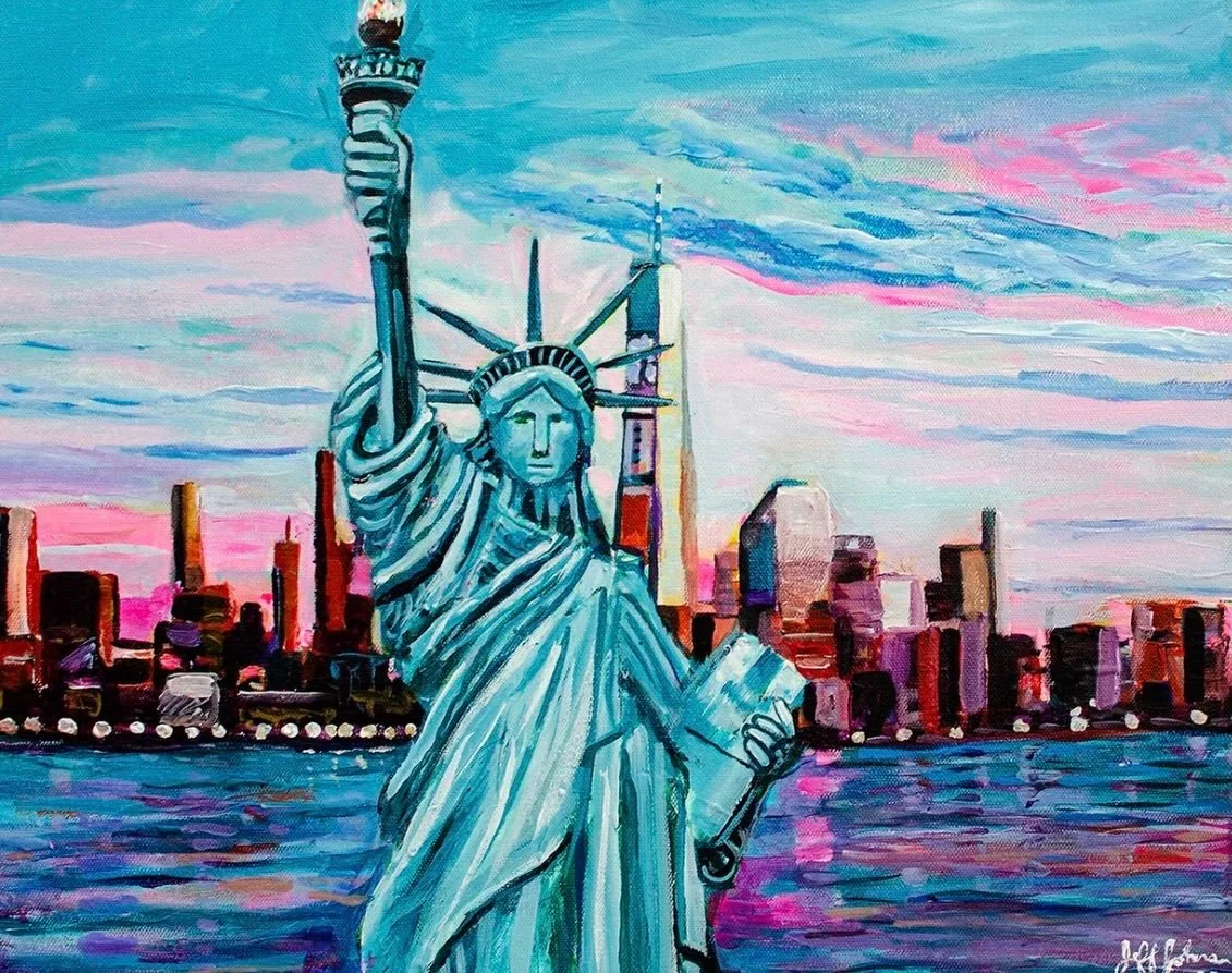 New York City, Liberty Enlightening the World, 16&Prime; x 20&Prime; acrylic on canvas by Jeff Johns | SOLD