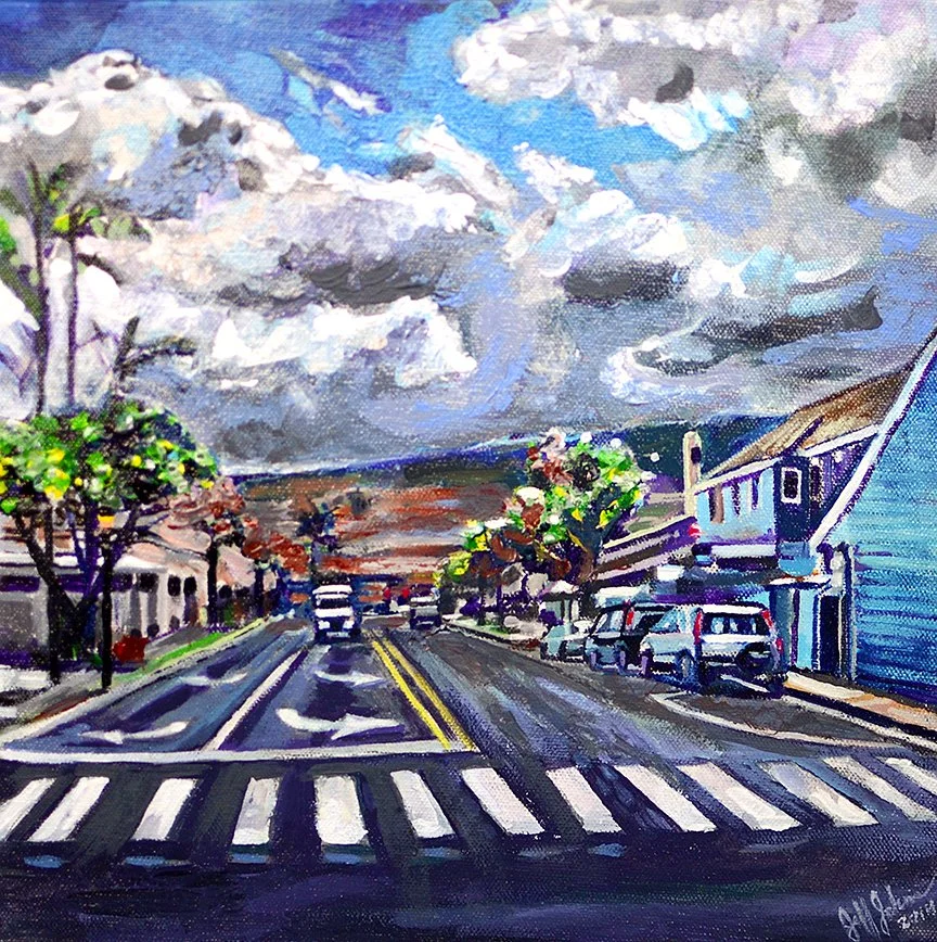 Maui, Front Street | 12″ x 12″ acrylic on canvas by Jeff Johns | AVAILABLE
