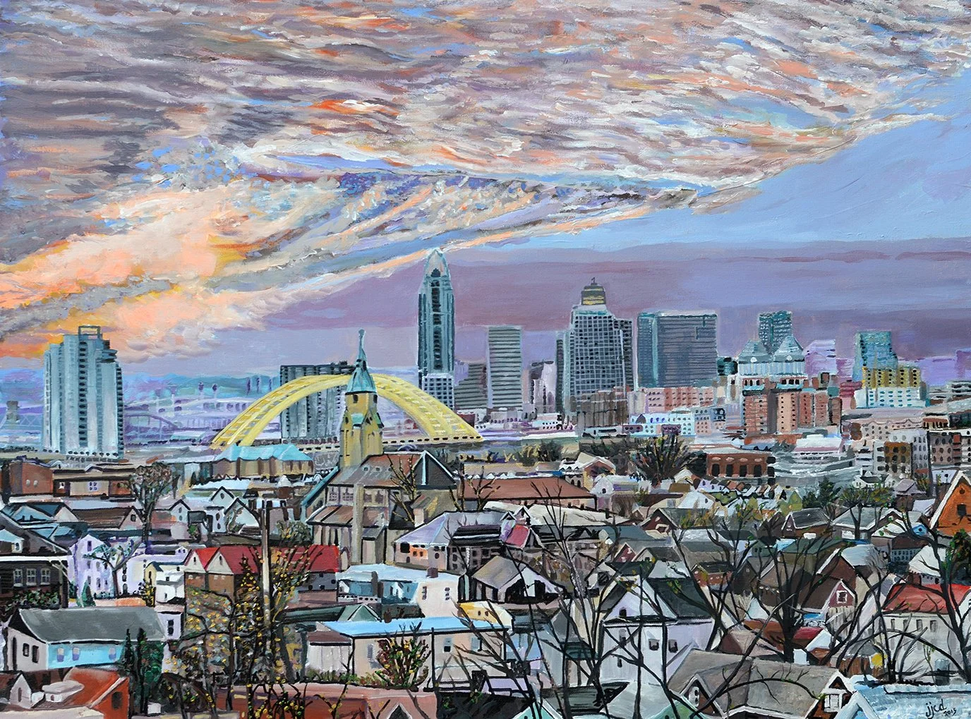 Sacred View of Cincinnati | 30″ x 40″ acrylic on canvas by Jeff Johns and Collin Daugherty | SOLD