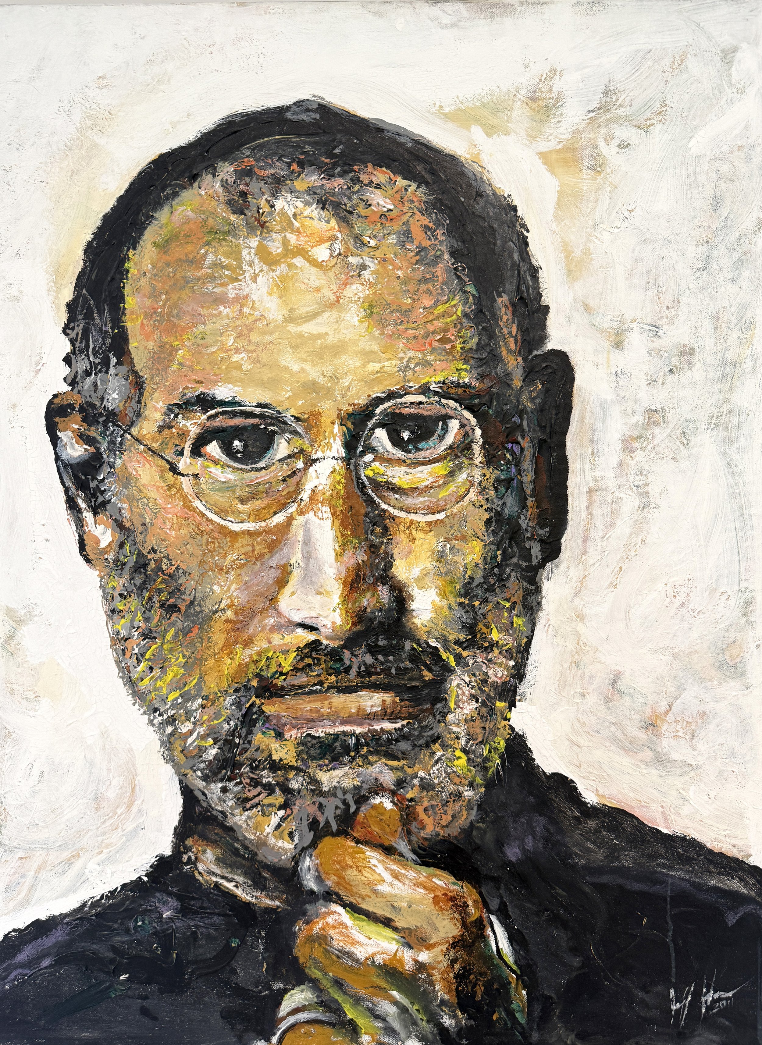 ThoughtDifferent, Steve Jobs | 24" x 36" acrylic on canvas by Jeff Johns. PRICE: $2850
Steve Jobs was a huge inspiration to me. I've spent my entire creative career working on Apple products, and I've always admired his passion for innovation, simpli