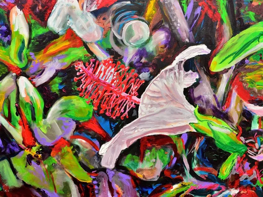 Nani Kokiʻo keʻokeʻo | 30″ x 40″ Acrylic on Canvas by Jeff Johns SOLD
