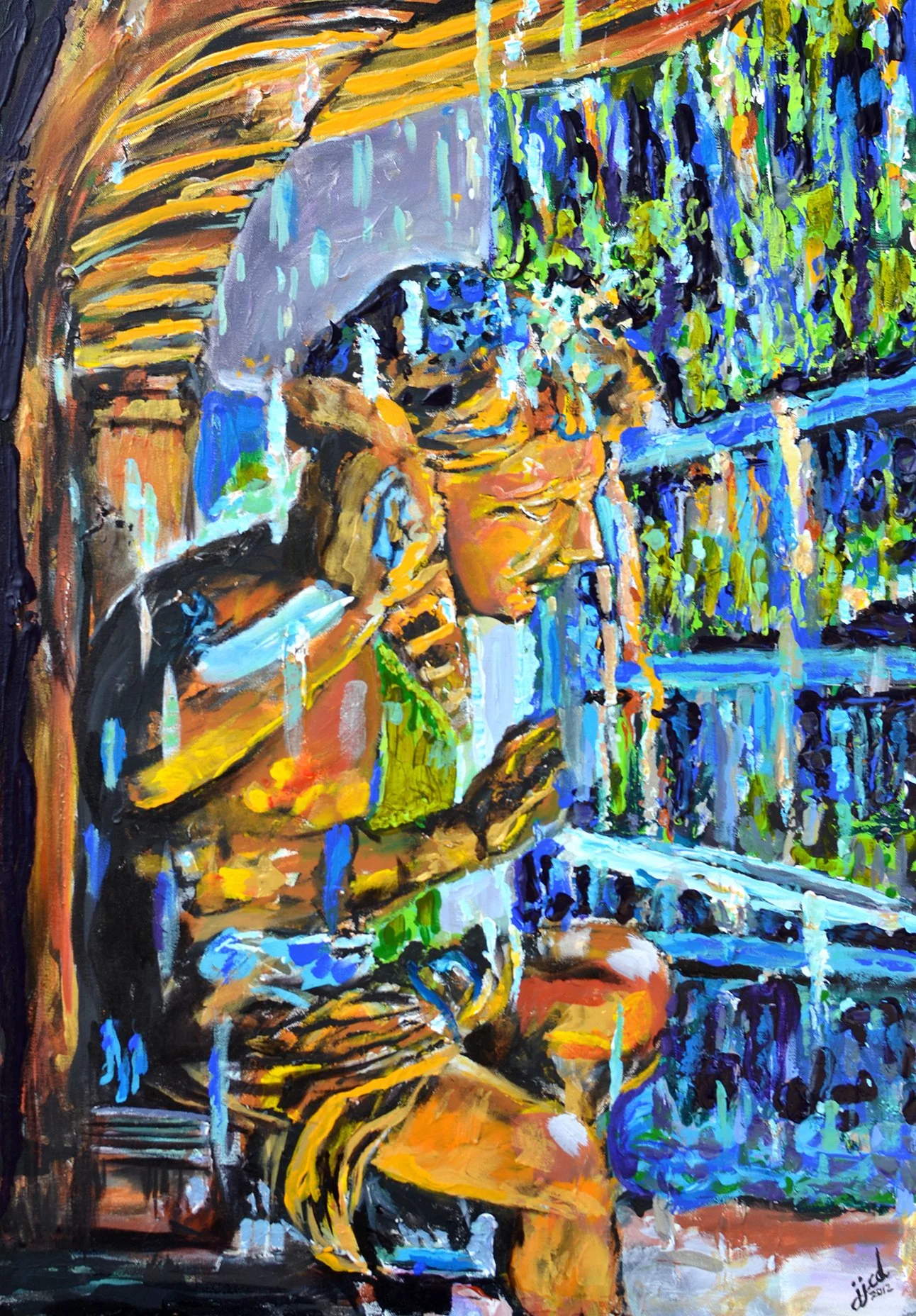 Genuis of Water | Cincinnati Fountain Square | 24″ x 36″ acrylic on canvas by Jeff Johns and Colin Daugherty | SOLD