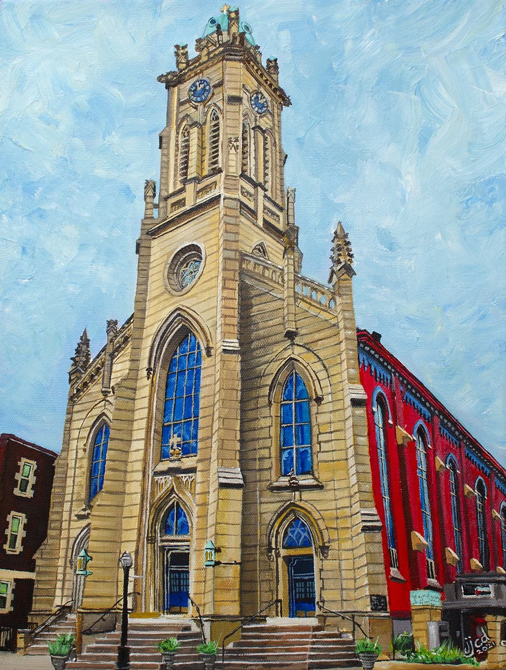 St. Xavier Church, Cincinnati | Wedding Day 12″ x 16″acrylic on canvas by Jeff Johns and Colin Daugherty | SOLD