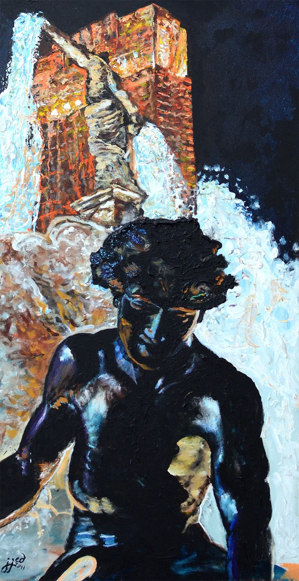 Fountain + Crew, Cincinnati – 24″ x 48″ acrylic Fountain + Crew, Cincinnati – 24″ x 48″ acrylic on canvas by Jeff Johns and Colin Daugherty | SOLD
