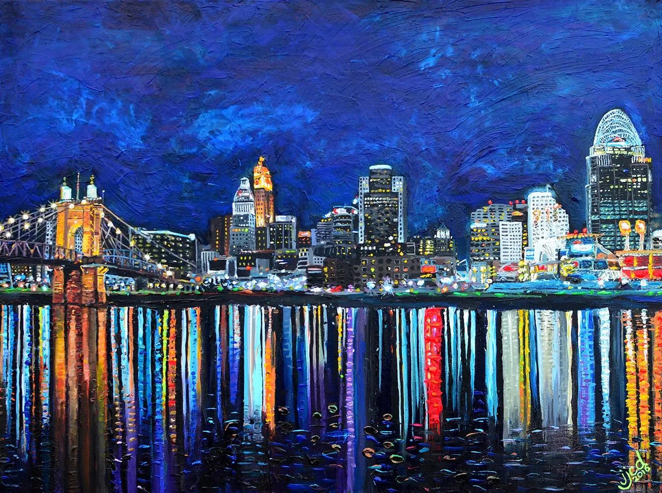 Cincinnati in July | 30" x 40" acrylic on canvas by Jeff Johns and Colin Daugherty | SOLD