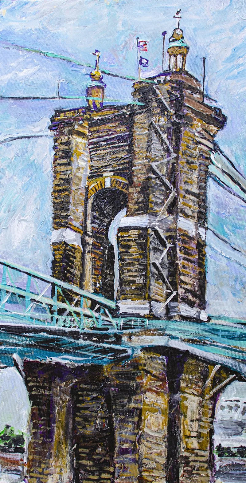 The Roebling Bridge | 15″ x 30″ acrylic on canvas by Jeff Johns | AVAILABLE
