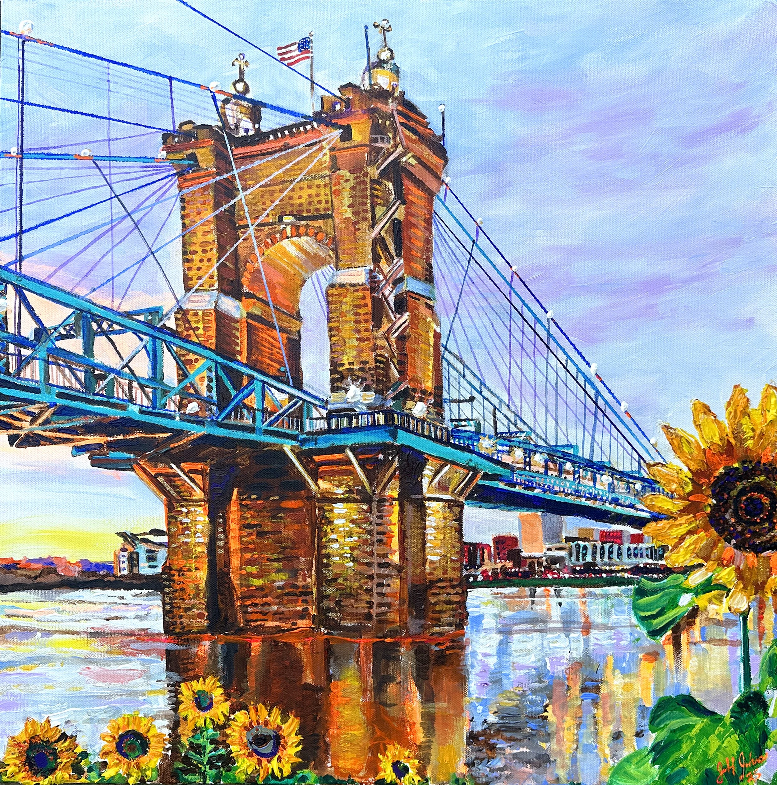 A Few of my Favorite Things Featuring the Roebling Bridge | 24″ x 24″ acrylic on canvas | AVAILABLE
