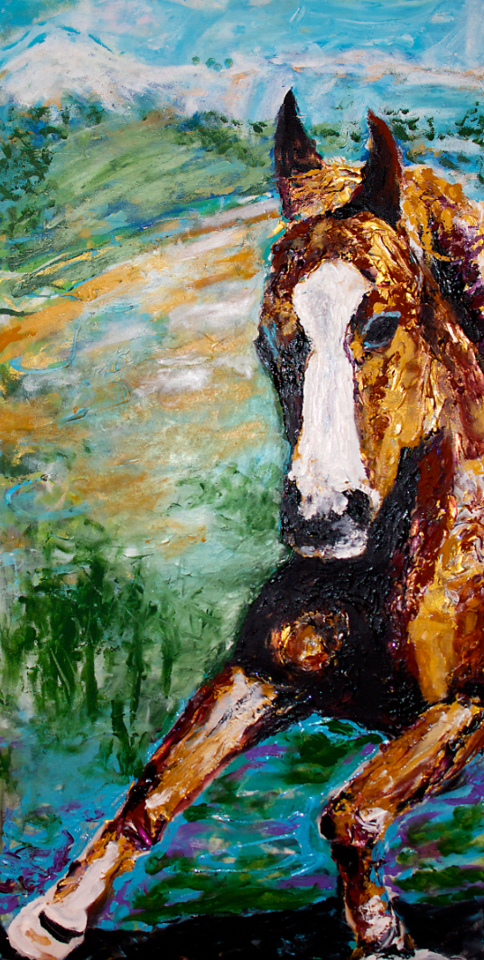 Galloping Pastures | 24" x 48" acrylic on canvas by Jeff Johns | DONATED
