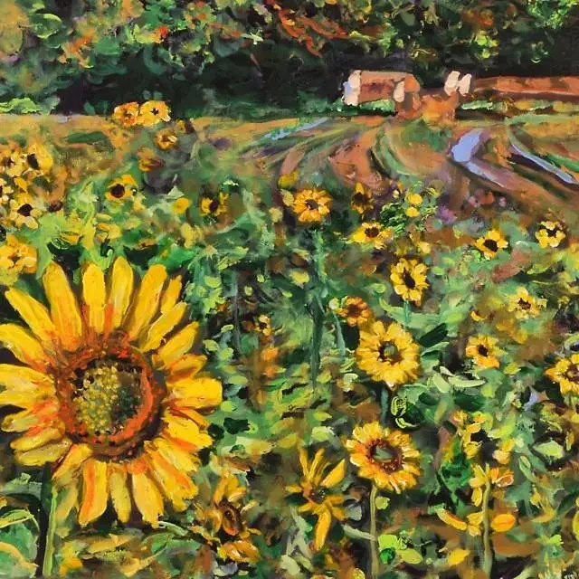 Blooms and Berries | 16″ x 16″ acrylic on canvas by Jeff Johns  ~ SOLD
