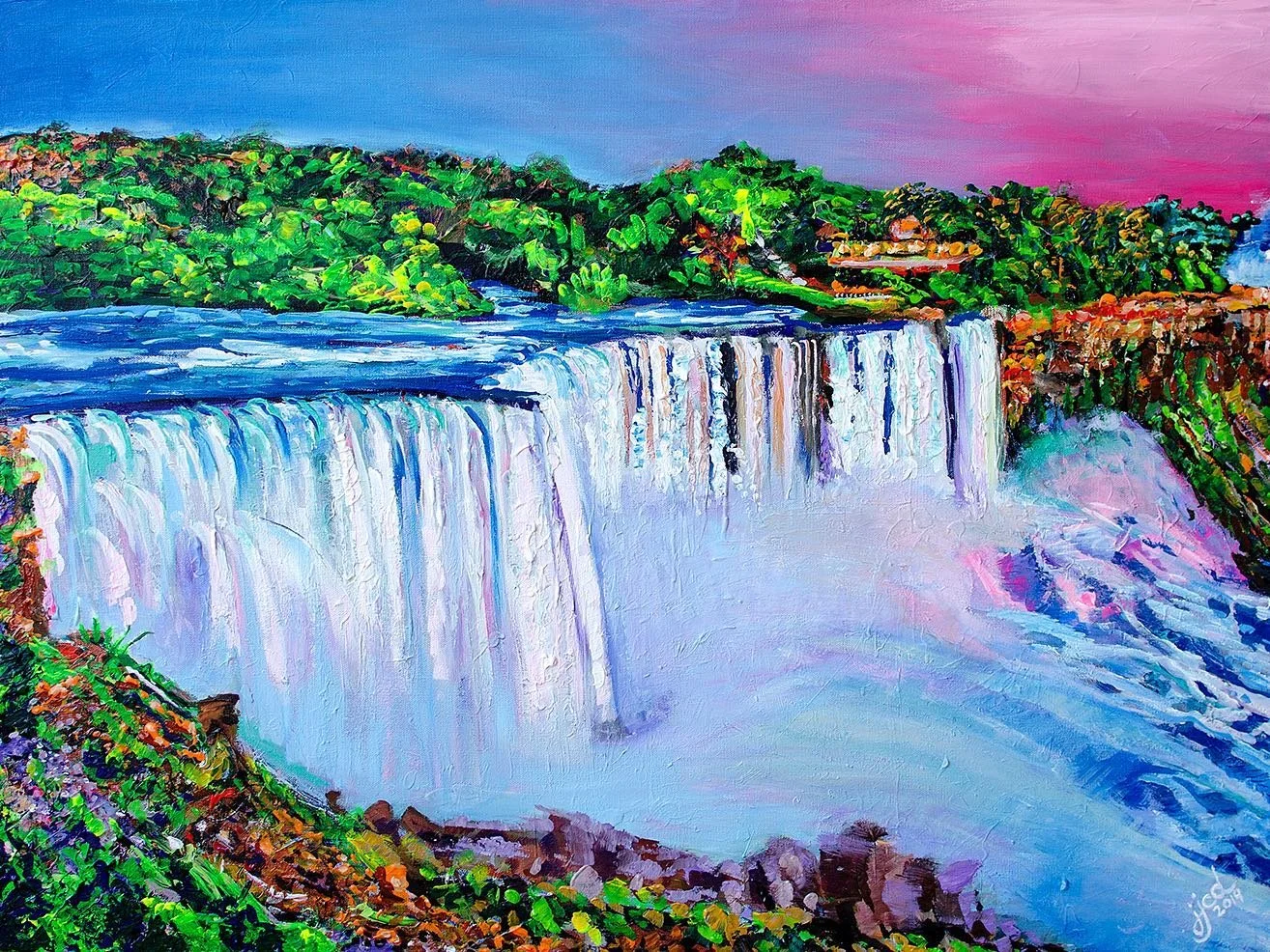 The Breathtaking Niagara Falls | 30″ x 40″ acrylic on canvas by Jeff Johns and Colin Daugherty | SOLD
