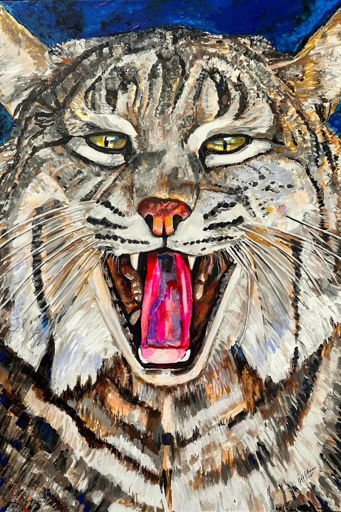 Big Blue, the Ketucky Wildcat | 24″ x 36″ Acrylic on Canvas by Jeff Johns | SOLD
