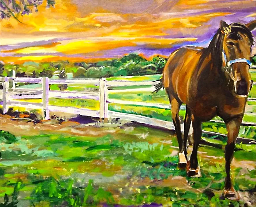Beautiful Horse in Union, Kentucky | 16" x 24" acrylic on canvas by Jeff Johns | SOLD