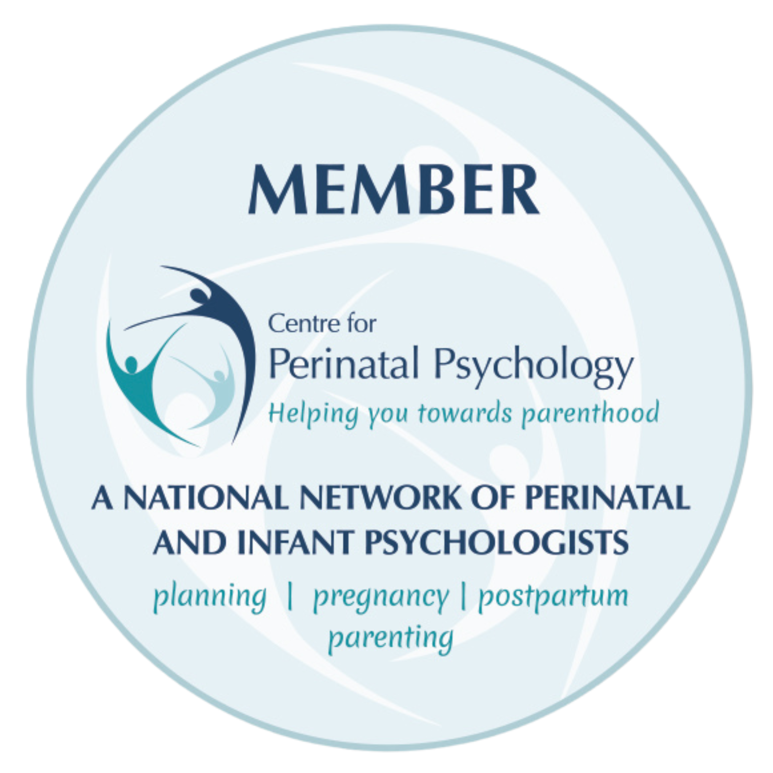 Logo of the Centre for Perinatal Psychology, a national network of perinatal and infant psychologists, with the tagline 'Helping you towards parenthood.'