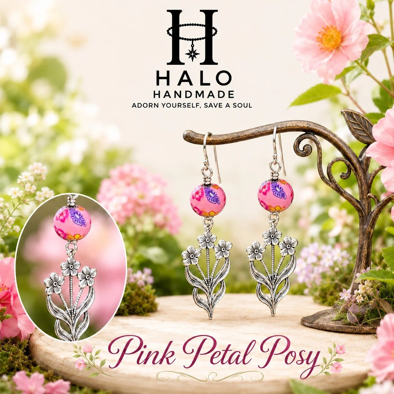 Pink Petal Posy Earrings