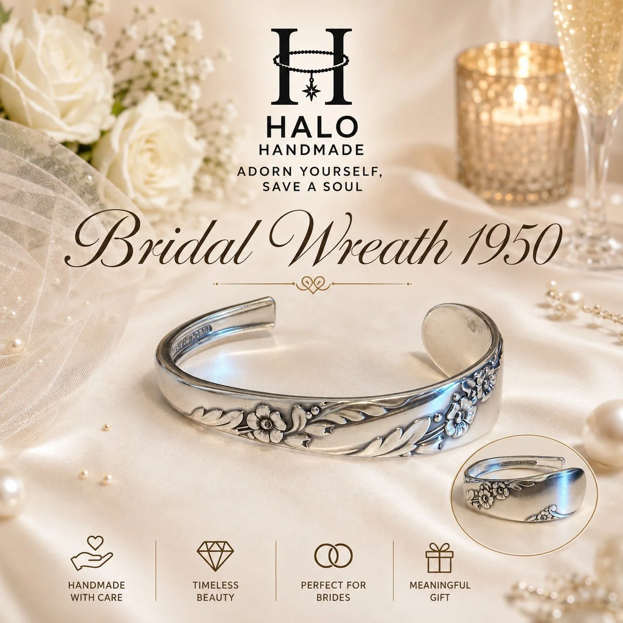Bridal Wreath Cuff Bracelet