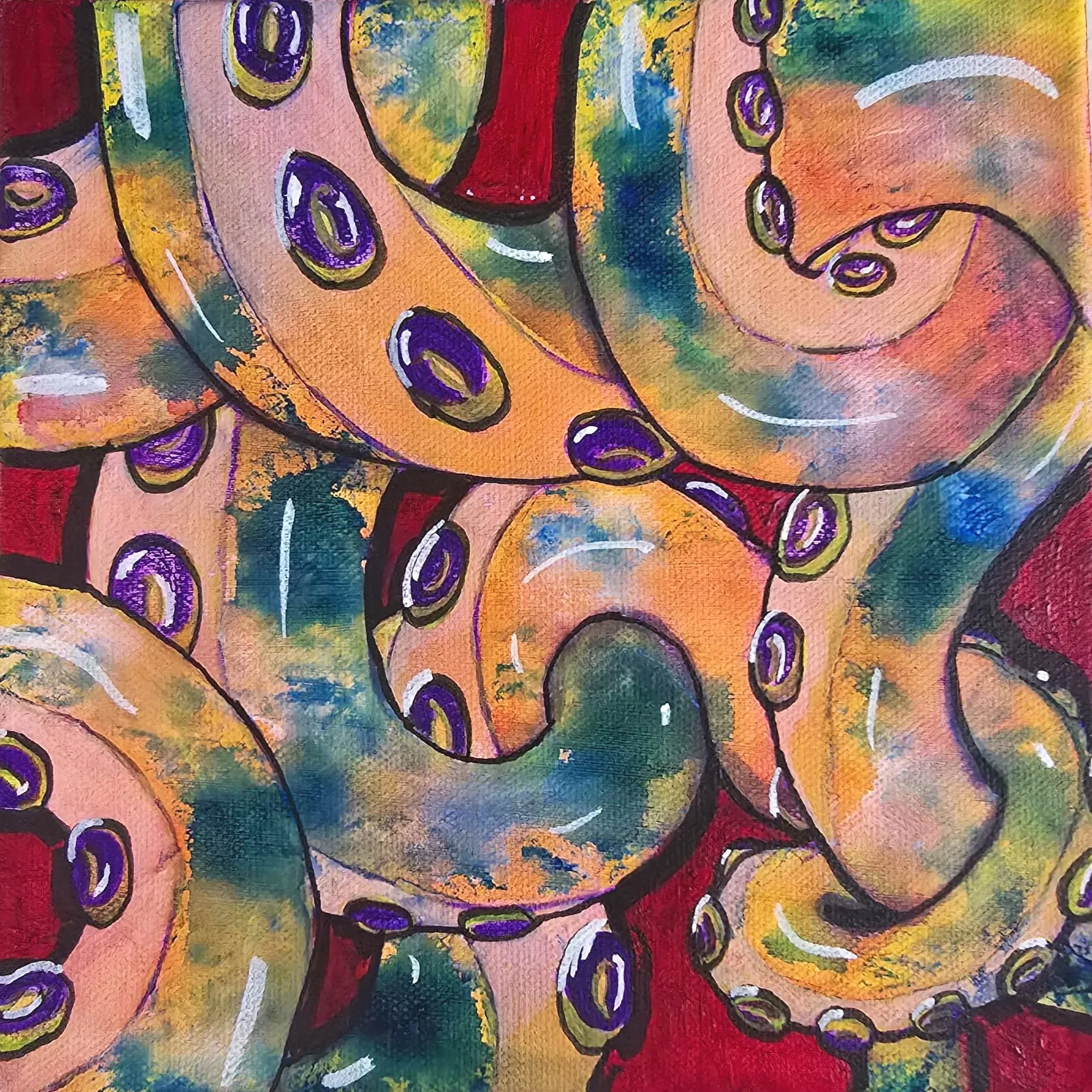 "Twisted", Acrylic on canvas, 8" x 8",  2026
