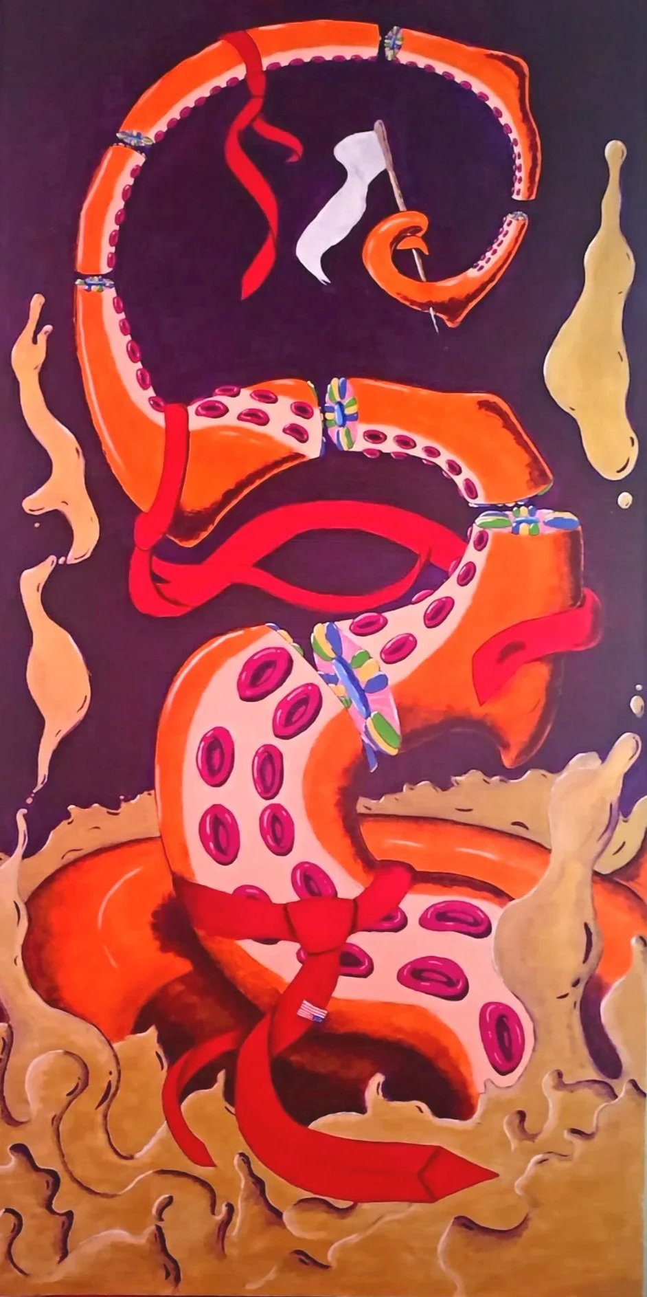"Sic Semper Tryannis", Acrylic on Wood,  24" x 48", 2026