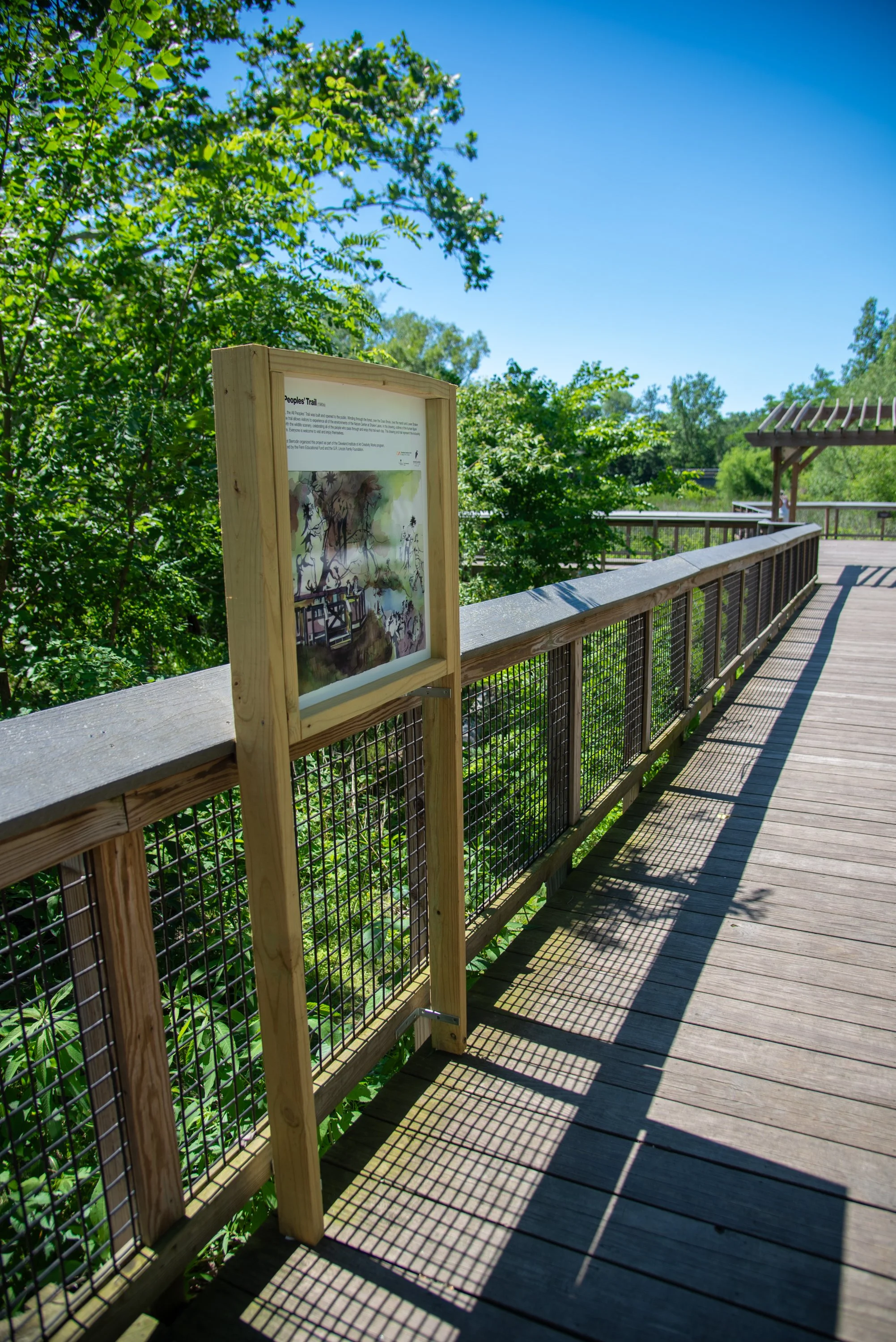 1980s: All Peoples Trail, 2026, 24"x24", Vinyl print of acrylic ink drawing mounted on aluminum and framed, On view at the Nature Center at Shaker Lakes from May 2026 to December 2026