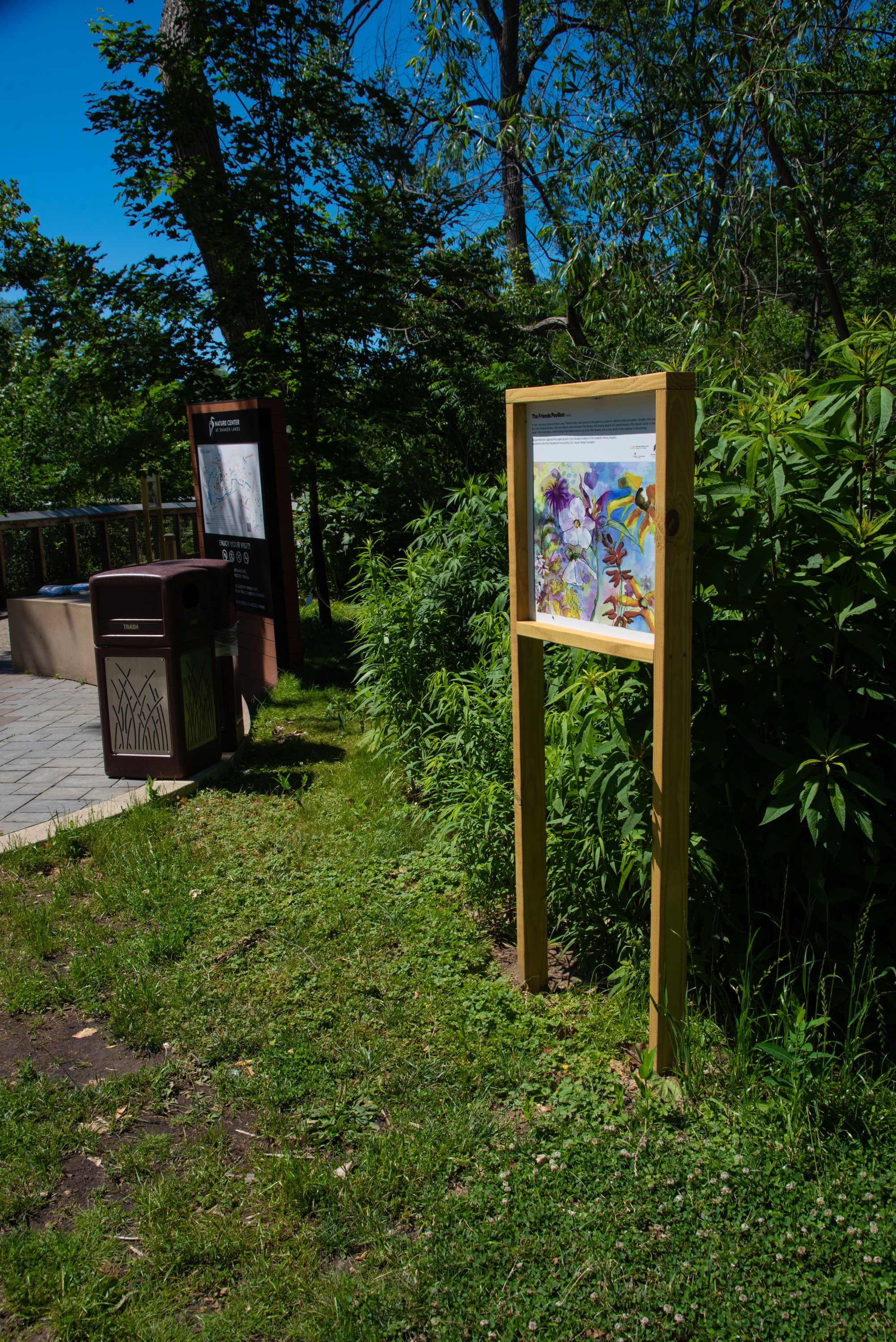 1990s: Friend's Pavillion, 2026, 24"x24", Vinyl print of acrylic ink drawing mounted on aluminum and framed, On view at the Nature Center at Shaker Lakes from May 2026 to December 2026