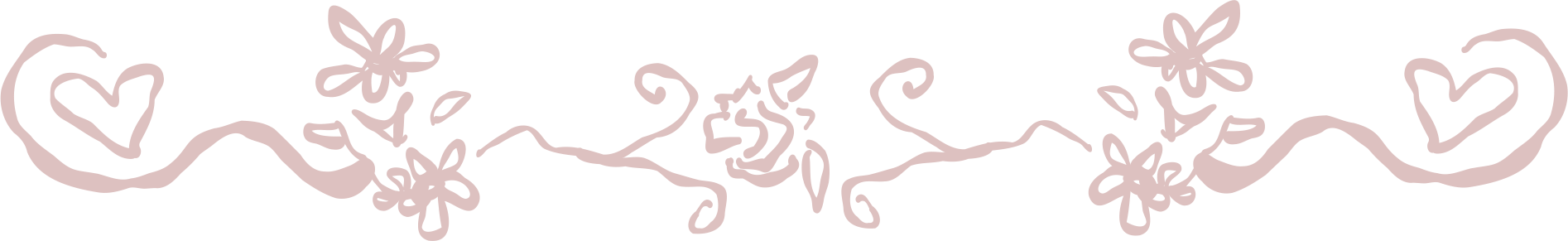A decorative line with hearts and flowers in a continuous pattern.