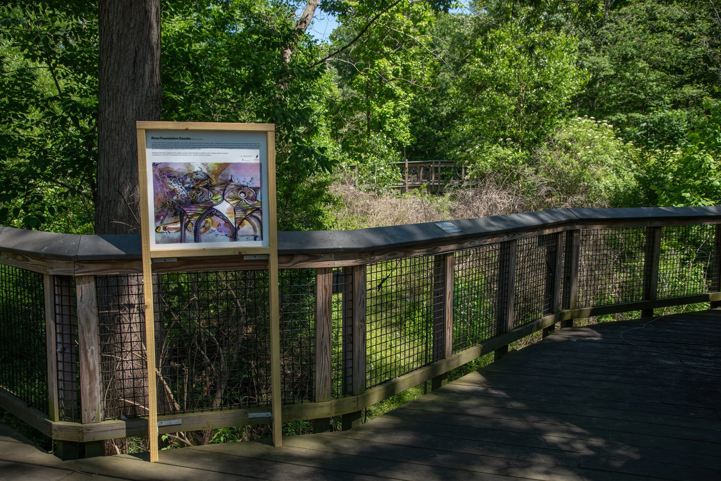 2010s - Now: Rose Foundation Gazebo, 2026, 24"x24", Vinyl print of acrylic ink drawing mounted on aluminum and framed, On view at the Nature Center at Shaker Lakes from May 2026 to December 2026