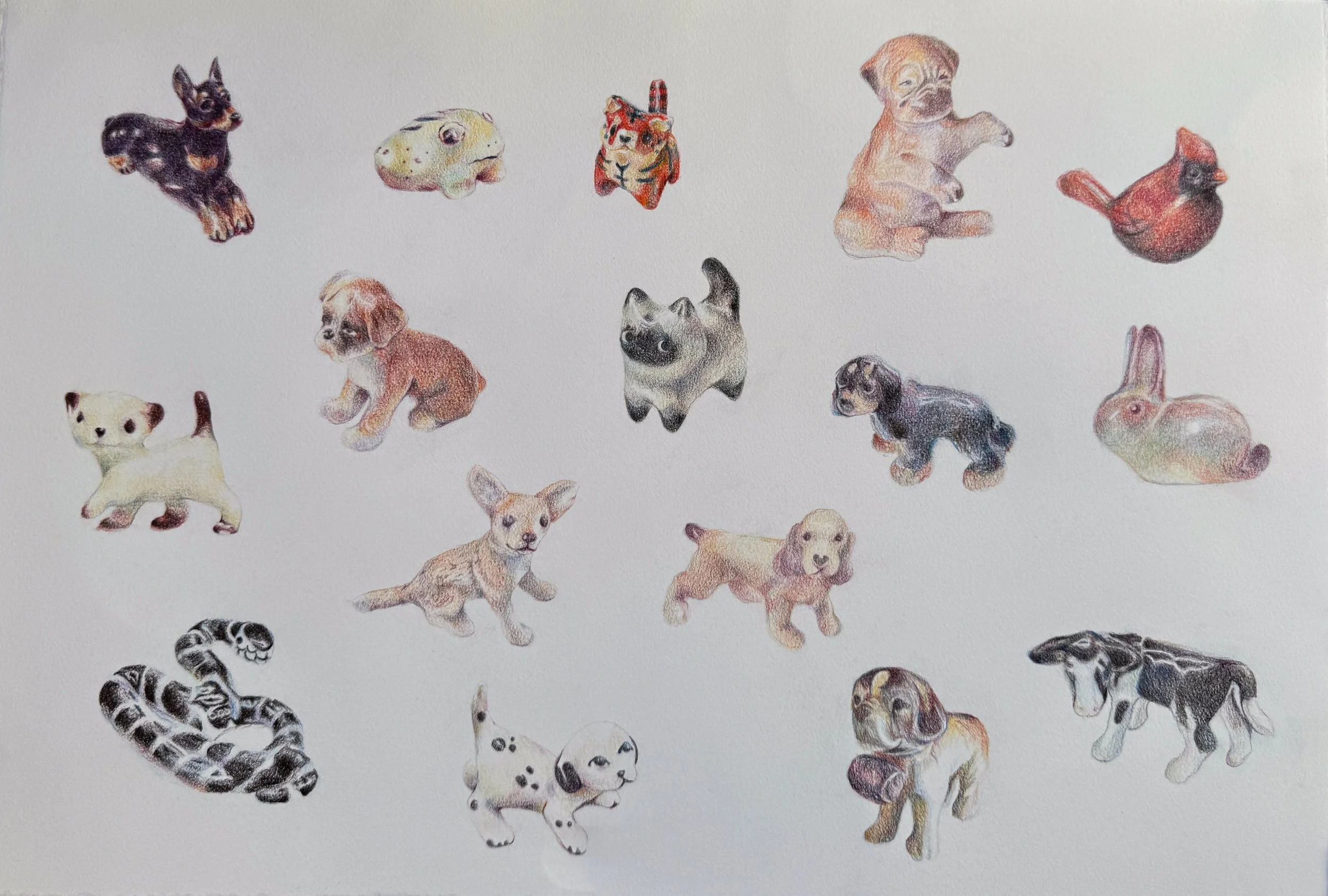 Loved Ones, 2026, Colored pencil on BFK Reeves, 15"x22"