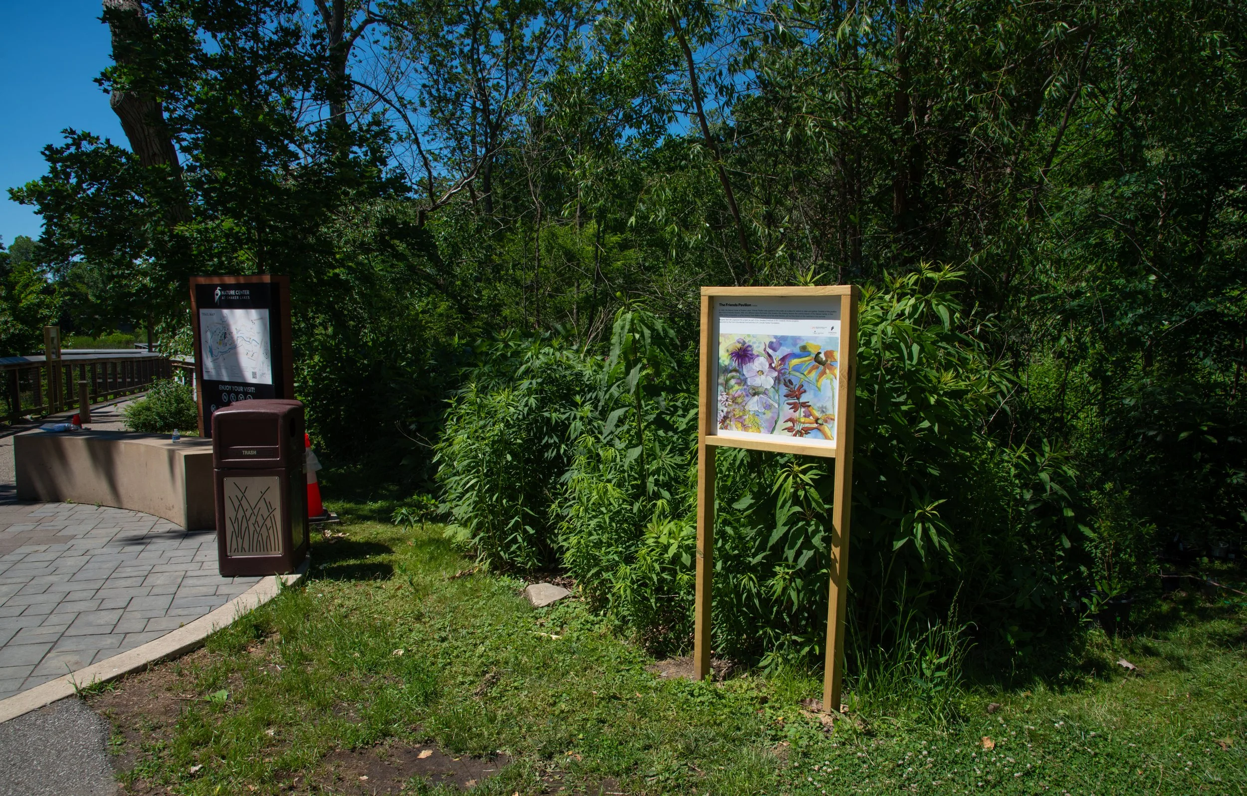 1990s: Friend's Pavillion, 2026, 24"x24", Vinyl print of acrylic ink drawing mounted on aluminum and framed, On view at the Nature Center at Shaker Lakes from May 2026 to December 2026