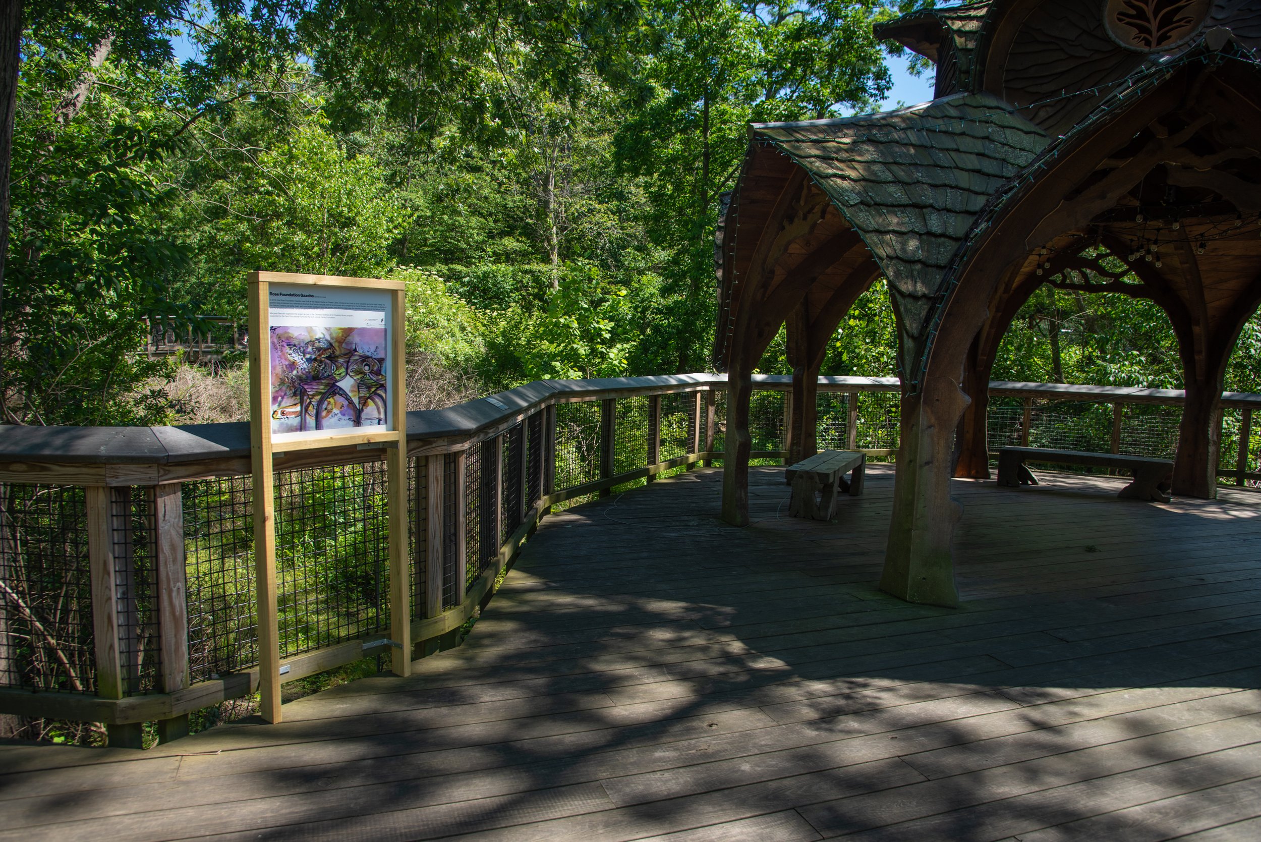 2010s - Now: Rose Foundation Gazebo, 2026, 24"x24", Vinyl print of acrylic ink drawing mounted on aluminum and framed, On view at the Nature Center at Shaker Lakes from May 2026 to December 2026