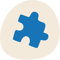 Blue puzzle piece on a beige background