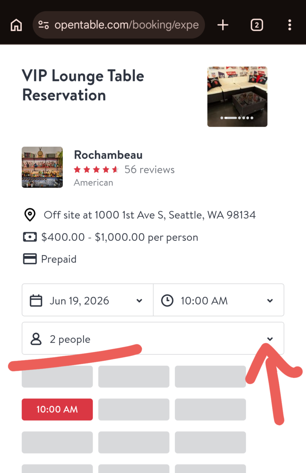 Make sure to select 1 Person